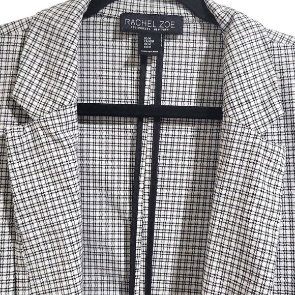 Rachel Zoe Retro Mid-Length Plaid Open Front Blazer Size Med Ruched Sleeve 80's - Picture 6 of 10